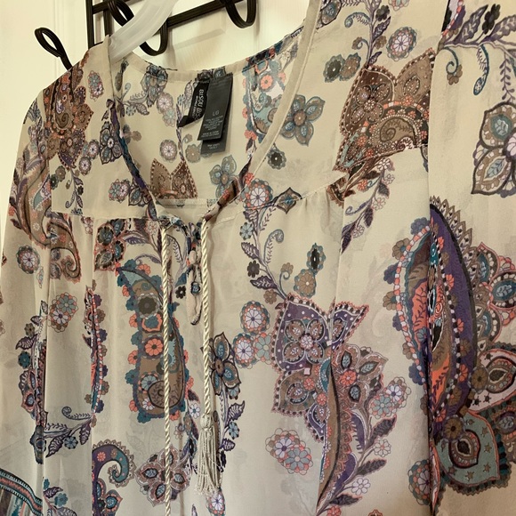 Bisou Bisou Blouse Size Large - Paisley Pattern - Picture 1 of 4
